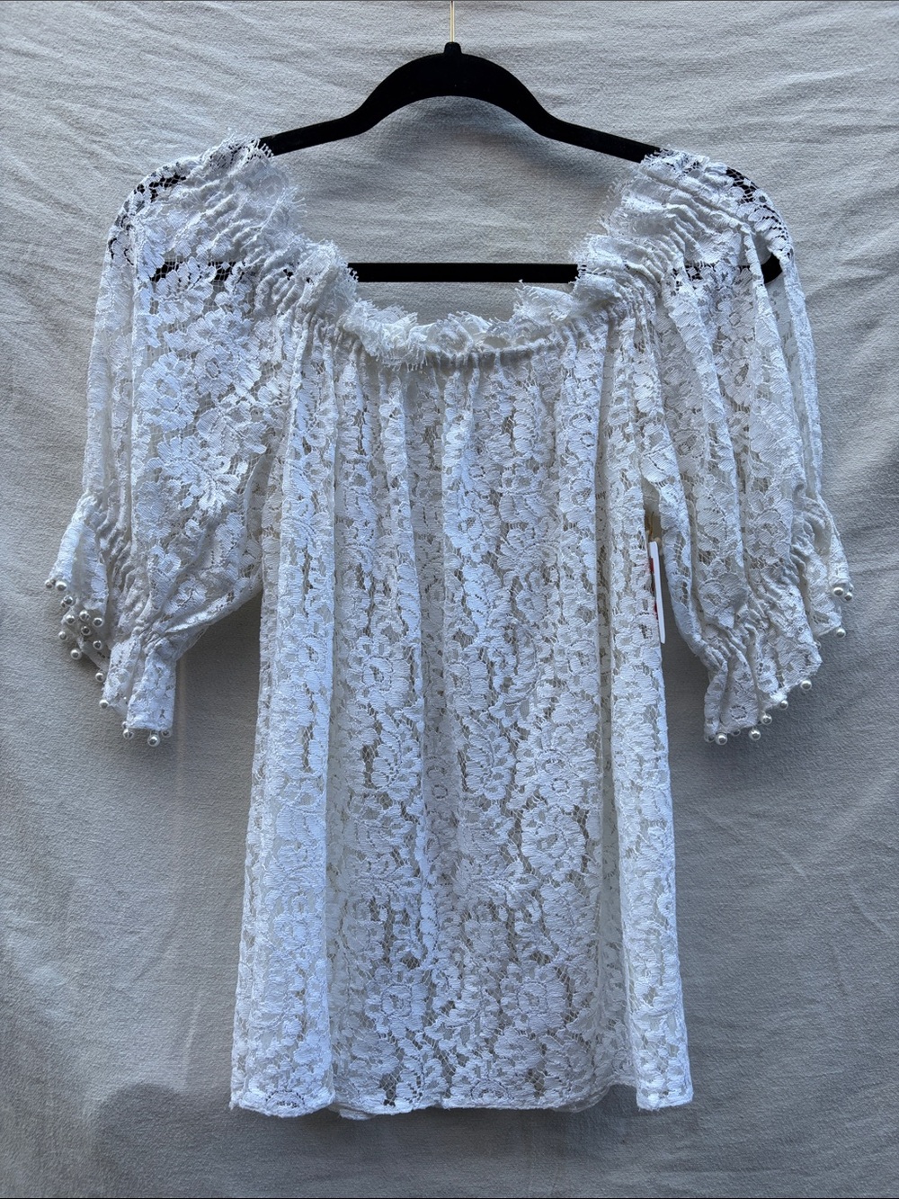 White Lace Off-Shoulder Peasant Top